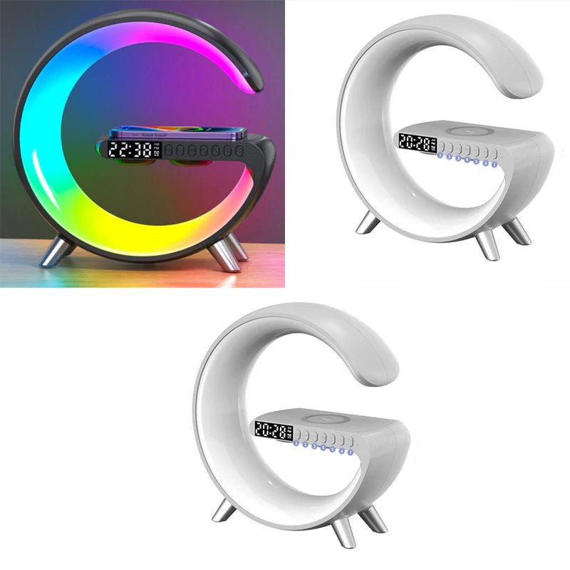 New Intelligent G Shaped LED Lamp Bluetooth Speake Wireless Charger Atmosphere Lamp App Control for Bedroom Home Decor - The Drop Shop
