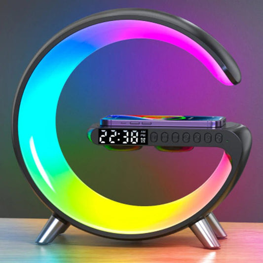 New Intelligent G Shaped LED Lamp Bluetooth Speake Wireless Charger Atmosphere Lamp App Control for Bedroom Home Decor - The Drop Shop