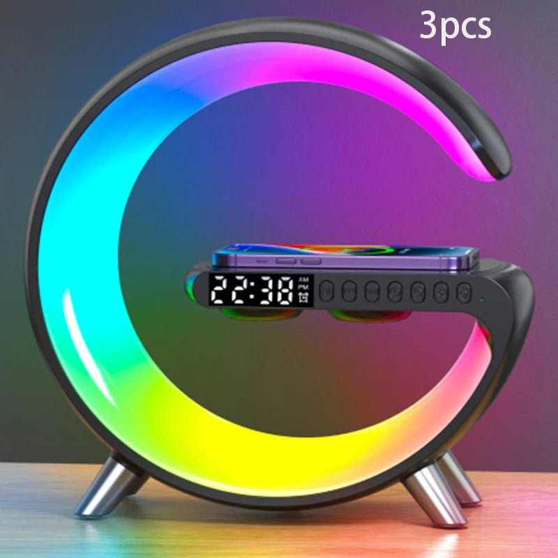 New Intelligent G Shaped LED Lamp Bluetooth Speake Wireless Charger Atmosphere Lamp App Control for Bedroom Home Decor - The Drop Shop
