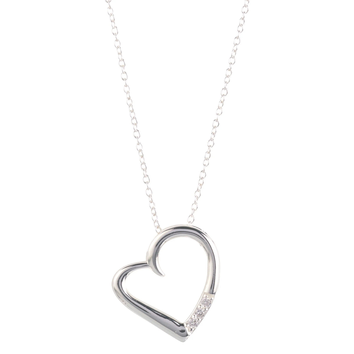 14K Silver Plated Necklace Love Heart Pave Pendant Necklace - The Drop Shop