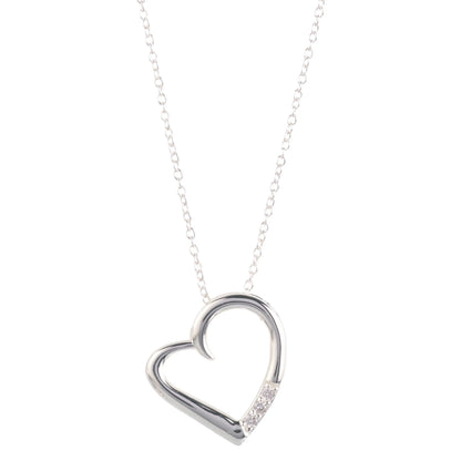 14K Silver Plated Necklace Love Heart Pave Pendant Necklace - The Drop Shop
