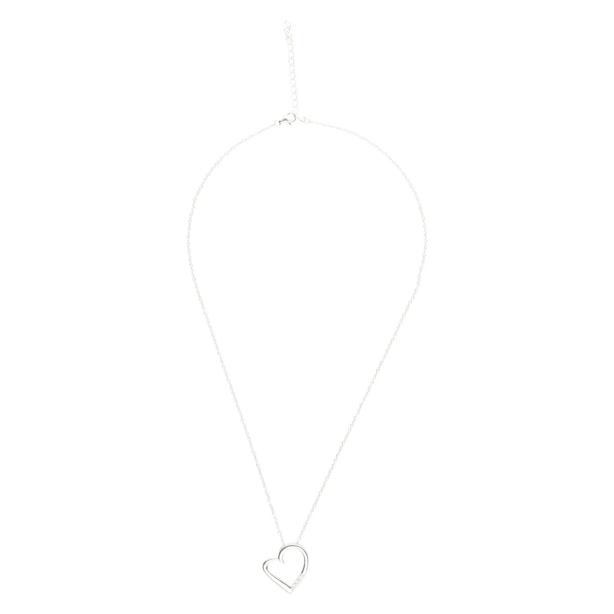 14K Silver Plated Necklace Love Heart Pave Pendant Necklace - The Drop Shop