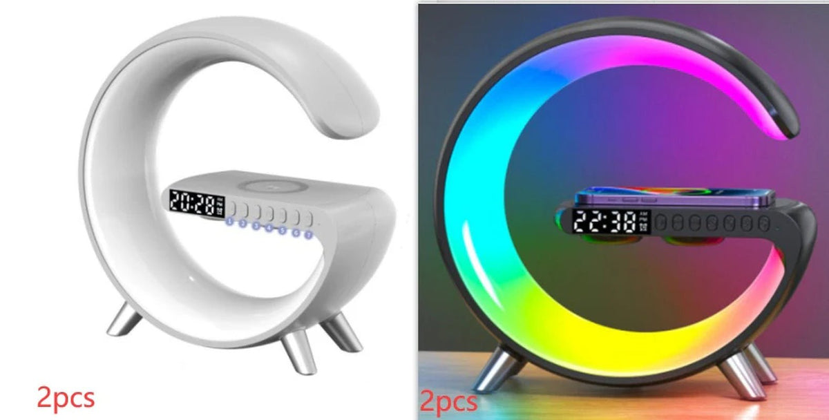 New Intelligent G Shaped LED Lamp Bluetooth Speake Wireless Charger Atmosphere Lamp App Control for Bedroom Home Decor - The Drop Shop