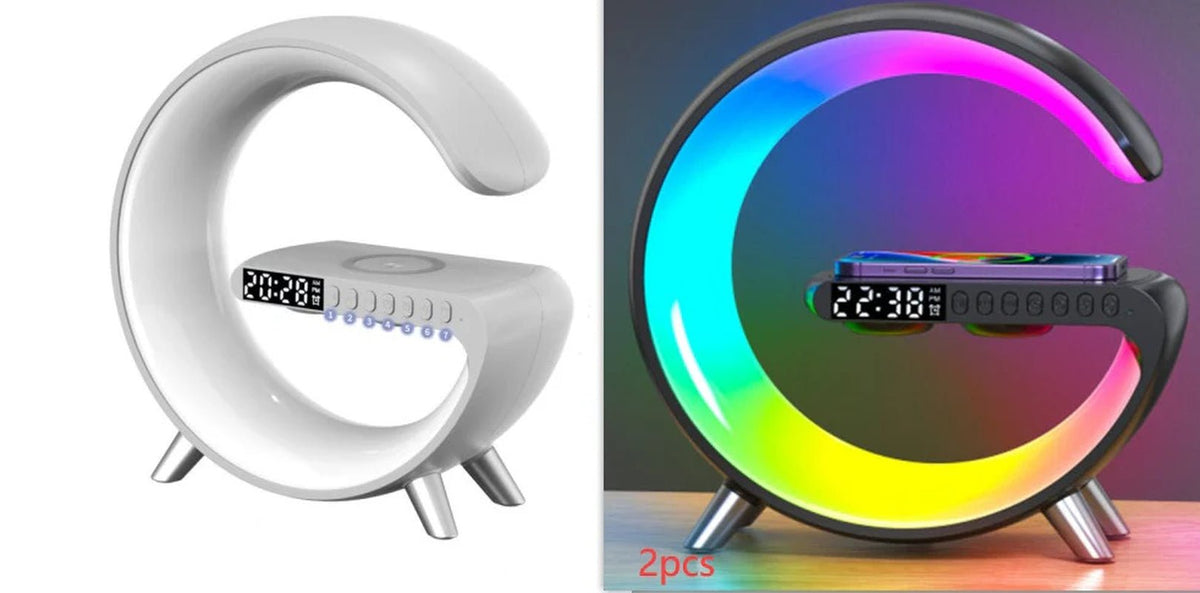 New Intelligent G Shaped LED Lamp Bluetooth Speake Wireless Charger Atmosphere Lamp App Control for Bedroom Home Decor - The Drop Shop