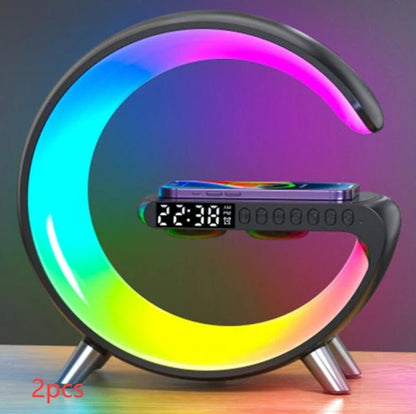 New Intelligent G Shaped LED Lamp Bluetooth Speake Wireless Charger Atmosphere Lamp App Control for Bedroom Home Decor - The Drop Shop