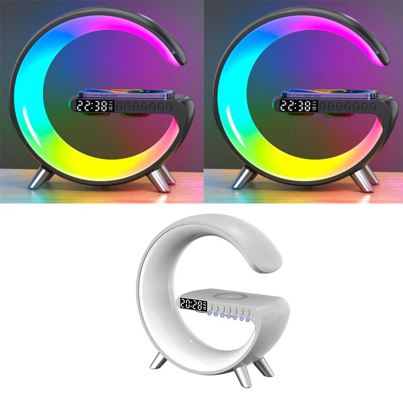 New Intelligent G Shaped LED Lamp Bluetooth Speake Wireless Charger Atmosphere Lamp App Control for Bedroom Home Decor - The Drop Shop