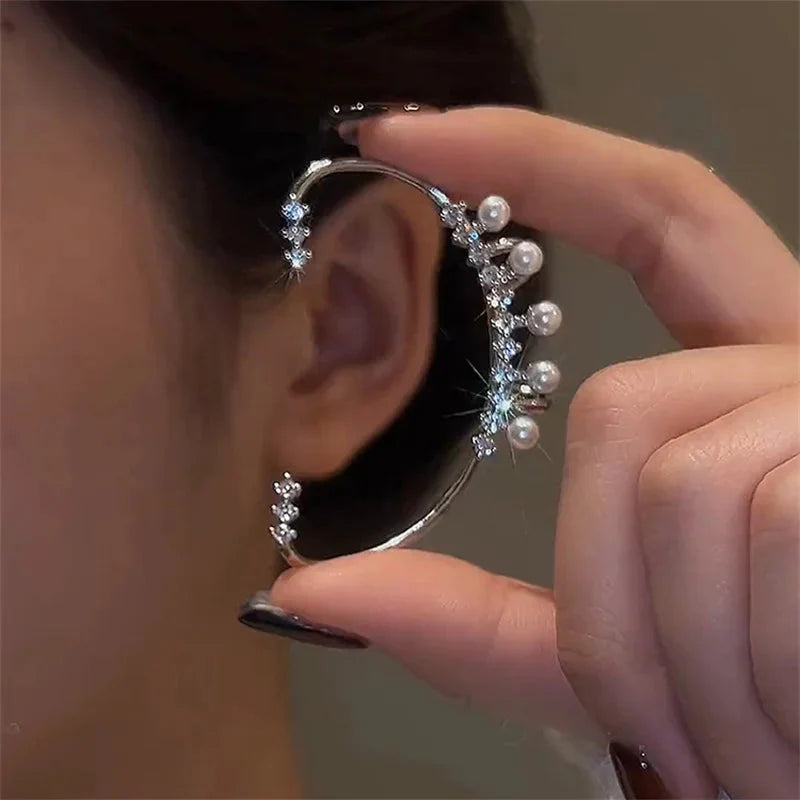 Silver Pearl Ear Cuff Vintage Design