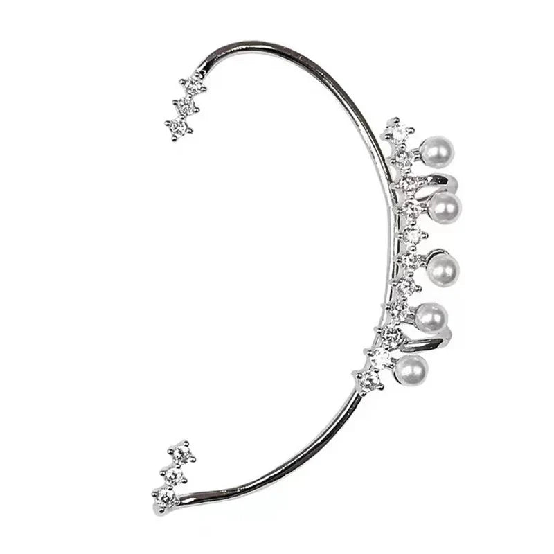 Silver Pearl Ear Cuff Vintage Design