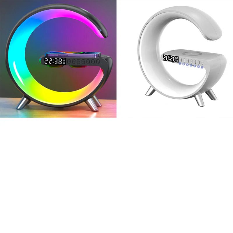New Intelligent G Shaped LED Lamp Bluetooth Speake Wireless Charger Atmosphere Lamp App Control for Bedroom Home Decor - The Drop Shop