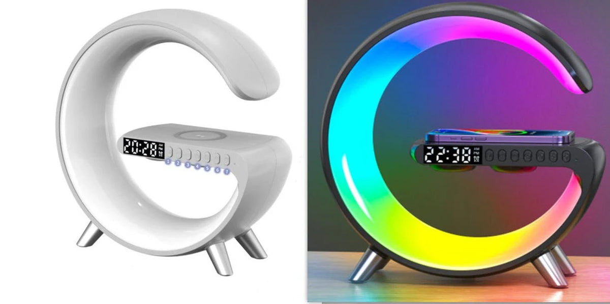New Intelligent G Shaped LED Lamp Bluetooth Speake Wireless Charger Atmosphere Lamp App Control for Bedroom Home Decor - The Drop Shop